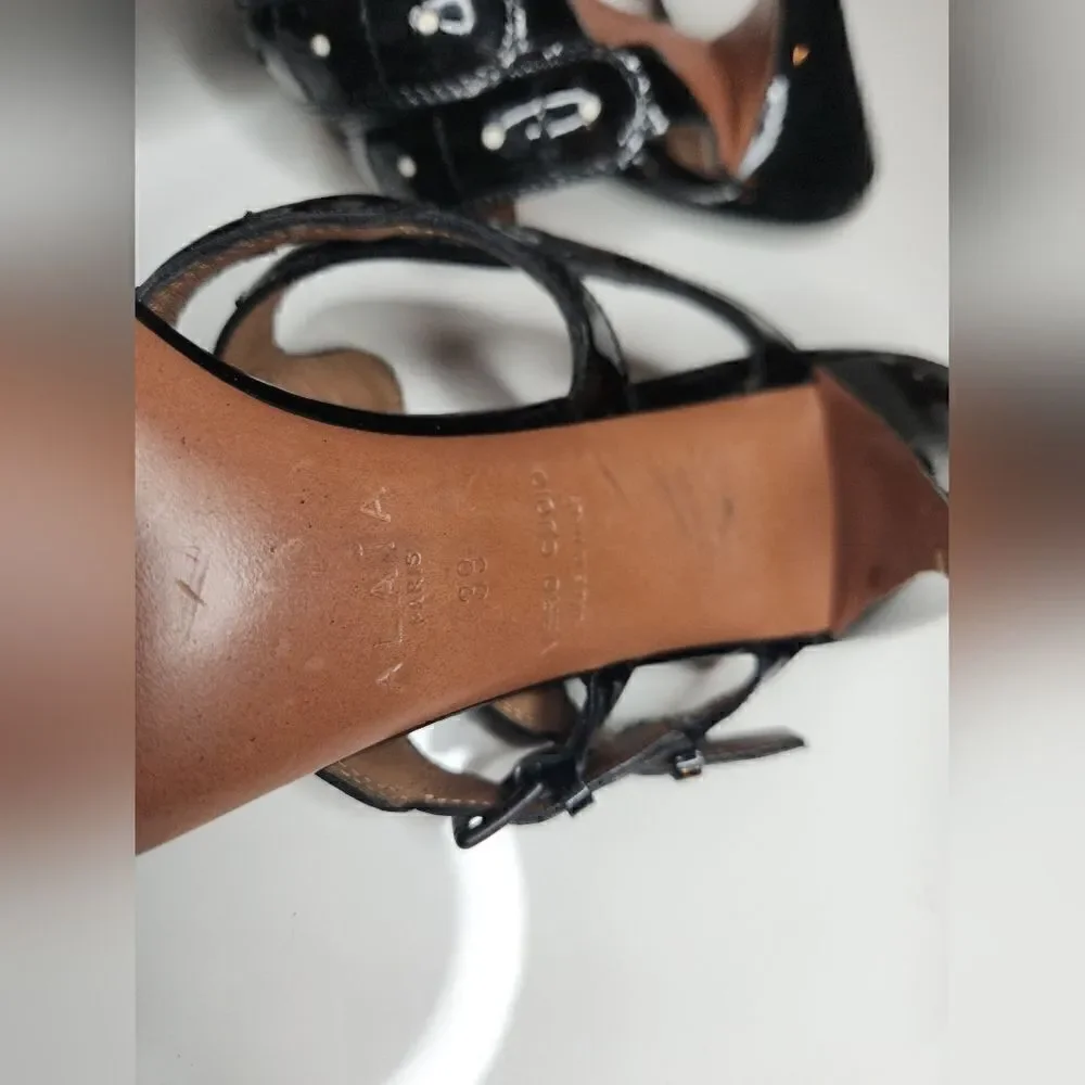 Alaïa Paris slip on heels black leather size 39